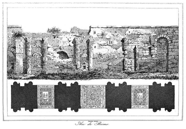 Arc de triomphe de la porte de Mars à Reims - gravure reproduite et restaurée numériquement par © Norbert Pousseur