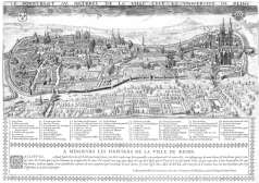 Zoom sur Plan à vol d'oiseau de Reims, vers 1780  - gravure conservée et numérisée par la © BNF,restaurée numériquement par © Norbert Pousseur