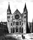 Zoom sur Eglise St Rémi de Reims, vers 1830 - gravure reproduite et restaurée numériquement par © Norbert Pousseur