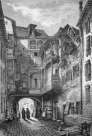 Zoom sur L'ancien couvent des carmélites à Rennes, vers 1870- gravure reproduite et restaurée numériquement par © Norbert Pousseur