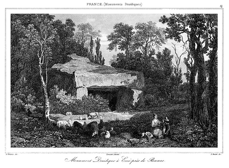 Monument druidique à Essé, près de Rennes - gravure reproduite et restaurée numériquement par © Norbert Pousseur