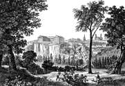 Zoom sur La Roche sur Yon vers 1830. - gravure reproduite et restaurée numériquement par © Norbert Pousseur