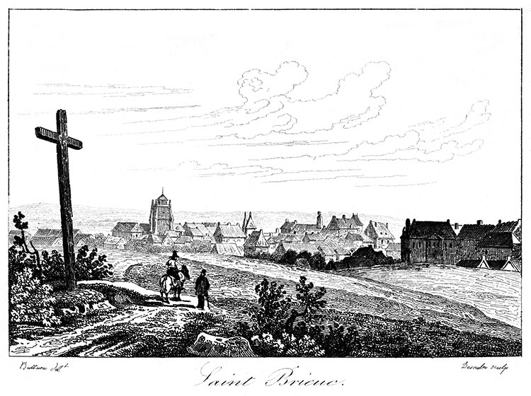 St Brieuc vers 1830 - gravure reproduite et restaurée numériquement par © Norbert Pousseur