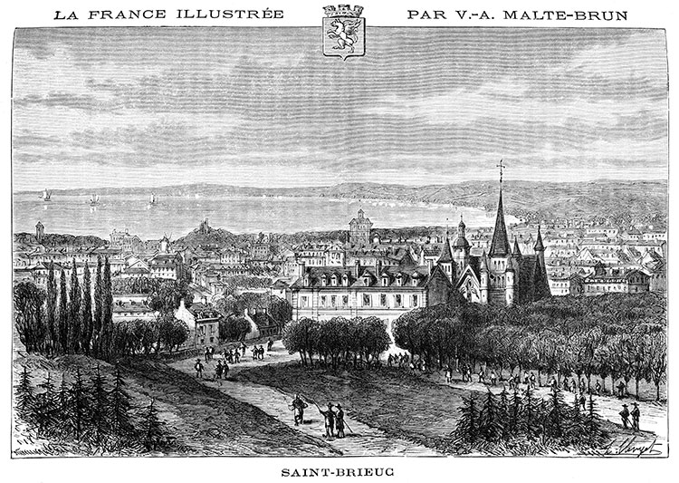 St Brieuc vers 1880 - gravure reproduite et restaurée numériquement par © Norbert Pousseur