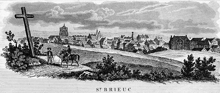 Vue générale de St Brieuc vers 1840 - gravure reproduite et restaurée numériquement par © Norbert Pousseur