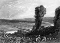 Zoom sur Les ponts de St Cloud et de Sèvres, vers 1850 - gravure reproduite et restaurée numériquement par © Norbert Pousseur