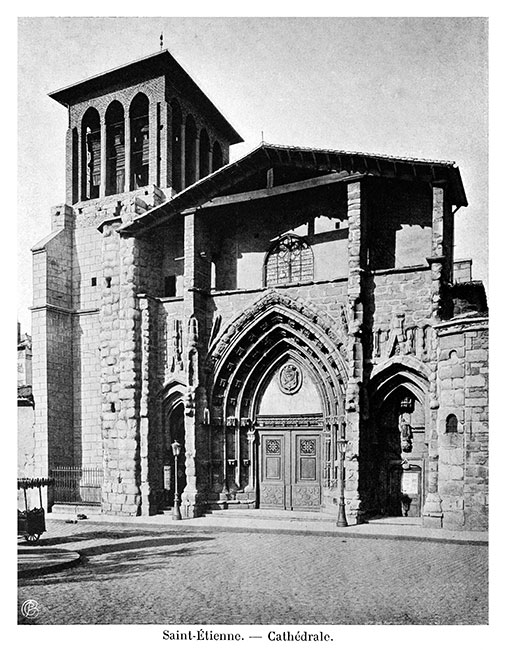 La cathédrale de Saint-Etienne vers 1900 - photo signée B, reproduite et restaurée numériquement par © Norbert Pousseur