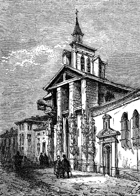 Eglise de Saint-Etienne vers 1870 - photo non signée, reproduite et restaurée numériquement par © Norbert Pousseur