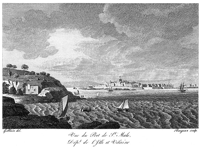 St Malo vers 1820 - vue du Port - gravure reproduite et restaurée numériquement par  © Norbert Pousseur