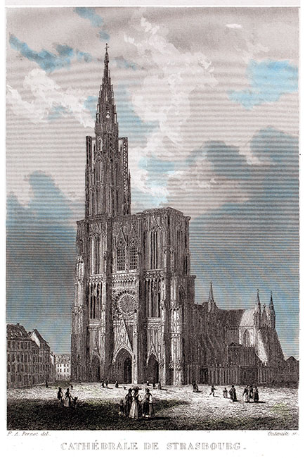 Strasbourg et ses ponts en 1840 - gravure reproduite puis restaurée numériquement par © Norbert Pousseur