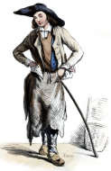 Zoom sur Un auvergnat habitant à Thiers vers 1835 - gravure reproduite et restaurée numériquement par © Norbert Pousseur