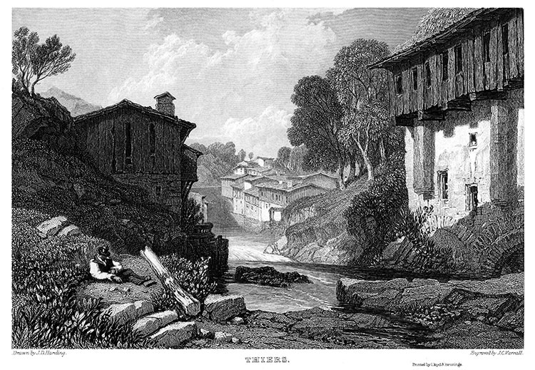 La place centrale de La Roche sur Yon vers 1875 - gravure reproduite et restaurée numériquement par © Norbert Pousseur La Durolle coulant au centre de Thiers vers 1840 - gravure reproduite et restaurée numériquement par © Norbert Pousseur