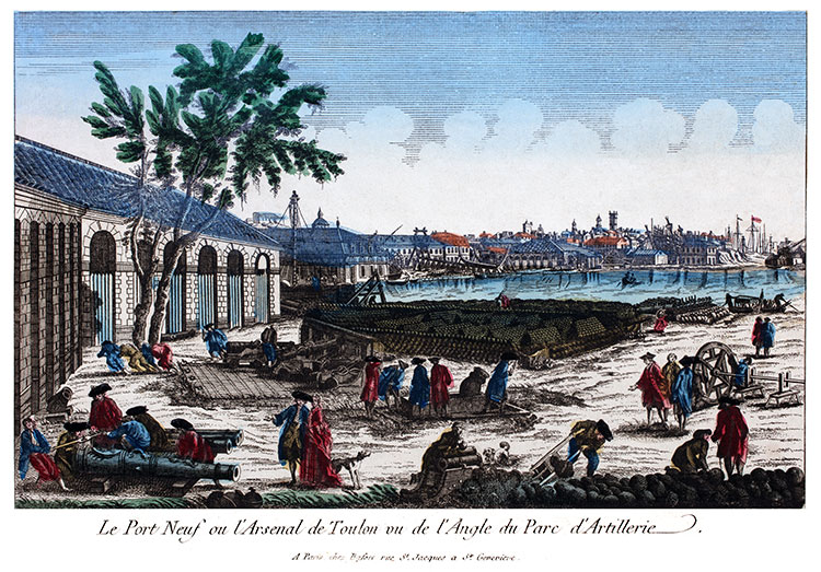 Le Port Neuf ou Arsenal de Toulon, vers 1750 - gravure  reproduite et restaurée par © Norbert Pousseur