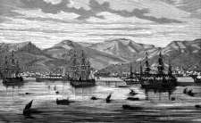 Pour zoom, Les navires dans le port de Toulon vers 1885 - gravure  reproduite et restaurée par © Norbert Pousseur