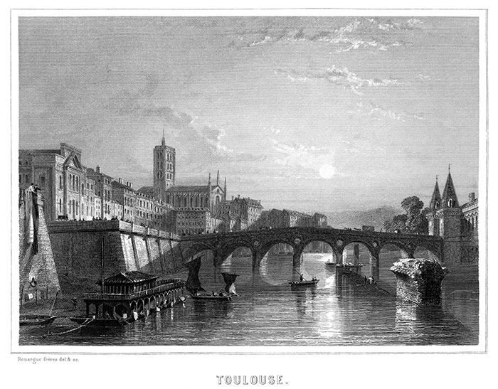 Toulouse vers 1860 par Rouargue - reproduction © Norbert Pousseur