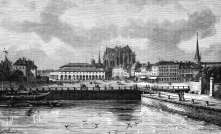 Zoom sur Troyes vers 1880 - gravure reproduite et restaurée numériquement par © Norbert Pousseur