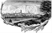 Zoom de Valence dans la Drôme vers 1850 - gravure reproduite et retouchée numériquement par © Norbert Pousseur