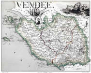 Zoom sur Carte du département de la Vendée en 1851 - gravure reproduite et restaurée numériquement par © Norbert Pousseur