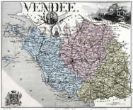 Zoom sur Carte du département de la Vendée en 1883 - gravure reproduite et restaurée numériquement par © Norbert Pousseur