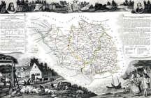 Zoom sur Carte de Levasseur du département de la Vendée en 1847 - gravure reproduite et restaurée numériquement par © Norbert Pousseur