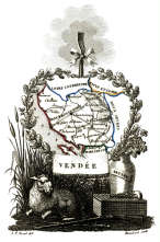 Zoom sur Carte succinte de la Vendée vers 1830 - gravure reproduite et restaurée numériquement par © Norbert Pousseur
