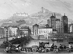 Lyon vers 1850 - gravure reproduite et restaurée numériquement par © Norbert Pousseur
