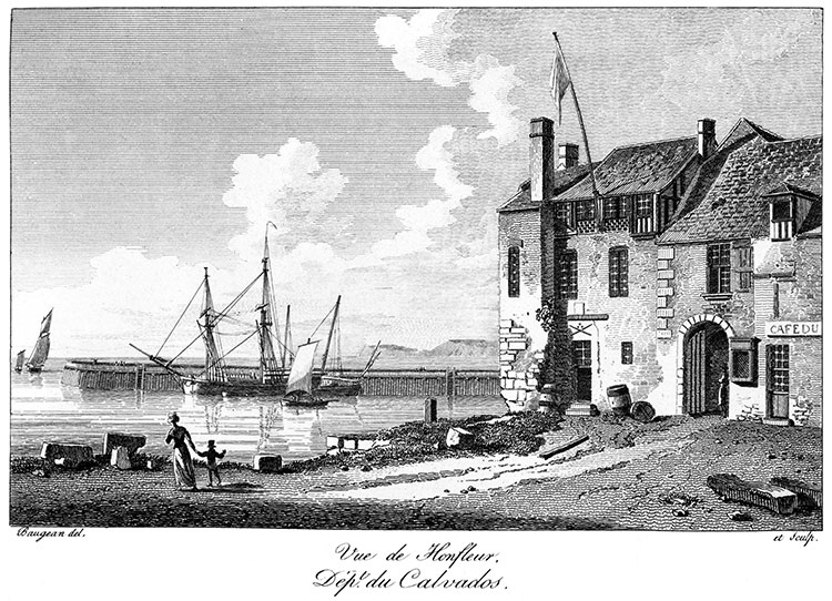 Honfleur vers 1825 par Baugean- gravure reproduite et restaurée par © Norbert Pousseur 