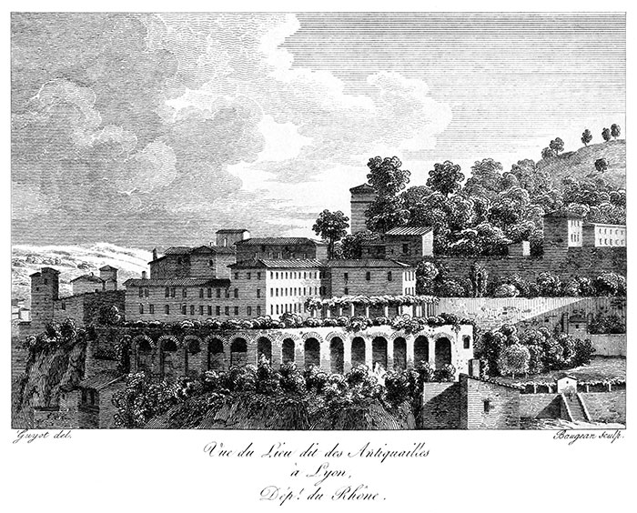 Les Antiquailles de Lyon de Lyon - Gravure de  1827 reproduite puis restaurée par © Norbert Pousseur