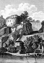 Bastion des deux Amants - Gravure de 1827 reproduite puis restaurée par © Norbert Pousseur