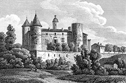 Château de la Motte à Lyon, vers 1825 - gravure reproduite et restaurée numériquement par © Norbert Pousseur
