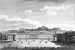 Lyon, place Bellecour, 1825 - gravure reproduite et restaurée numériquement par © Norbert Pousseur