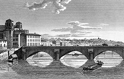 Pont de l'Archevêché de Lyon vers 1825 - reproduction © Norbert Pousseur