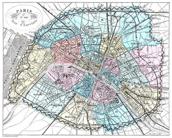 Paris et son mur d'enceinte en 1883  - reproduction - © Norbert Pousseur