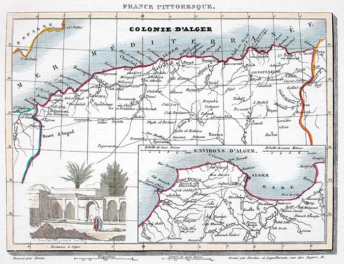 Carte d'Alger vers 1830 - reproduction © Norbert Pousseur