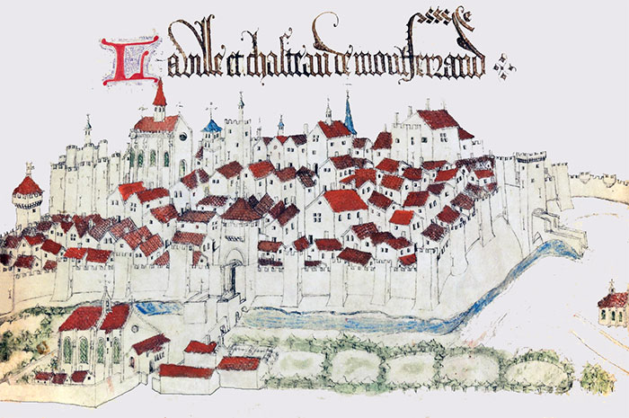 Montferrand au 15ème siècle -  reproduction © BNF et traitements par © Norbert Pousseur