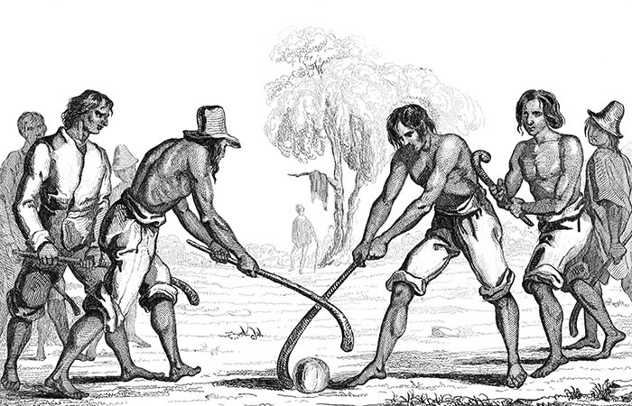 Juego del Cineca en Chile, hacia 1840 - grabado reproducido y restaurado digitalmente por © Norbert Pousseur