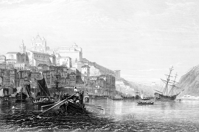 Porto en 1840 - reproduction de la  gravure et corrections numériques par © Norbert Pousseur