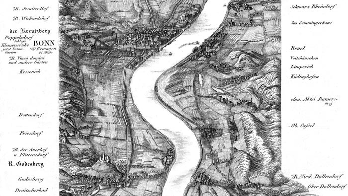 Les alentours de Bonn et Godesberg en 1829 - reproduction © Norbert Pousseur