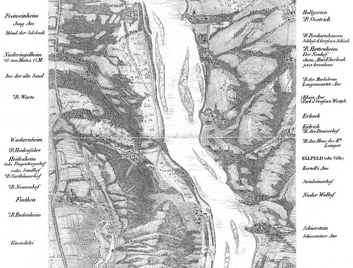 Les alentours de Heidesheim et Eltville en 1829 - reproduction © Norbert Pousseur