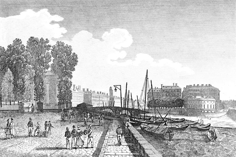 Quais de Nantes vers 1800 - reproduction © Norbert Pousseur