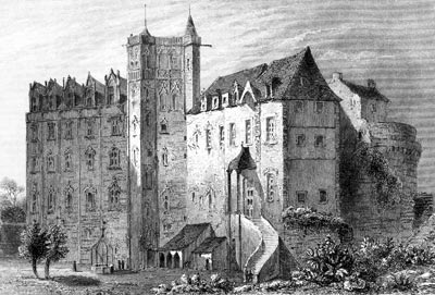 Cour du château de Nantes vers 1860 - Gravure  reproduite puis restaurée par © Norbert Pousseur