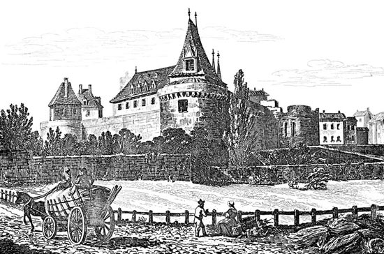 Château de nantes vers 1800 - Gravure  reproduite puis restaurée par © Norbert Pousseur
