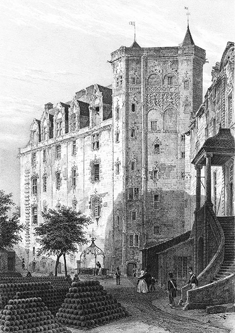 Cour du château de Nantes vers 1840 - reproduction © Norbert Pousseur