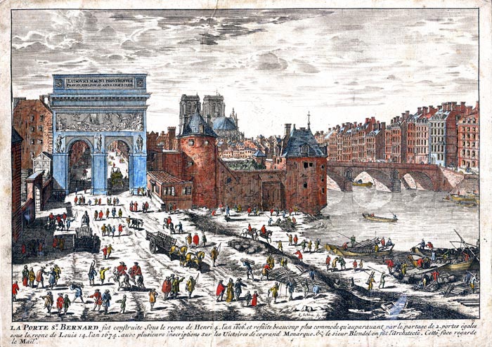 Paris - Porte St Bernard vers 1700 - Gravure  reproduite puis restaurée par © Norbert Pousseur