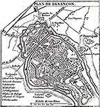 Plan de Besançon vers 1880 - gravure reproduite et retouchée par © Norbert Pousseur