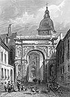 Arc de Triomphe, à Besançon, vers 1855 - gravure reproduite et retouchée par © Norbert Pousseur