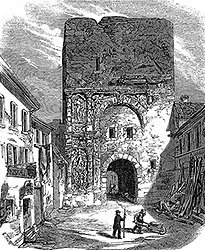 La porte noire de Besançon vers 1860 - gravure reproduite et retouchée par © Norbert Pousseur