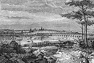 Zoom sur Panorama de Bordeaux vers 1840 - gravure reproduite puis restaurée numériquement par  © Norbert Pousseur