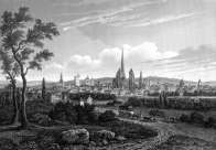 Pour zoom, Dijon du temps des diligences, vers 1850 - gravure reproduite et retouchée par © Norbert Pousseur