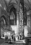 Pour zoom, l'intérieur de la cathédrale de Strasbourg vers 1850 - gravure reproduite puis restaurée numériquement par © Norbert Pousseur